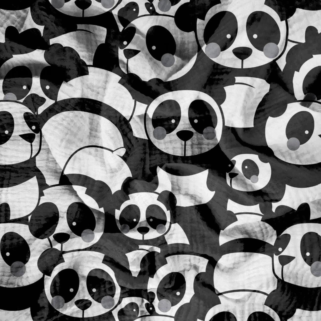 PANDAS / grau - Baumwoll Musselin