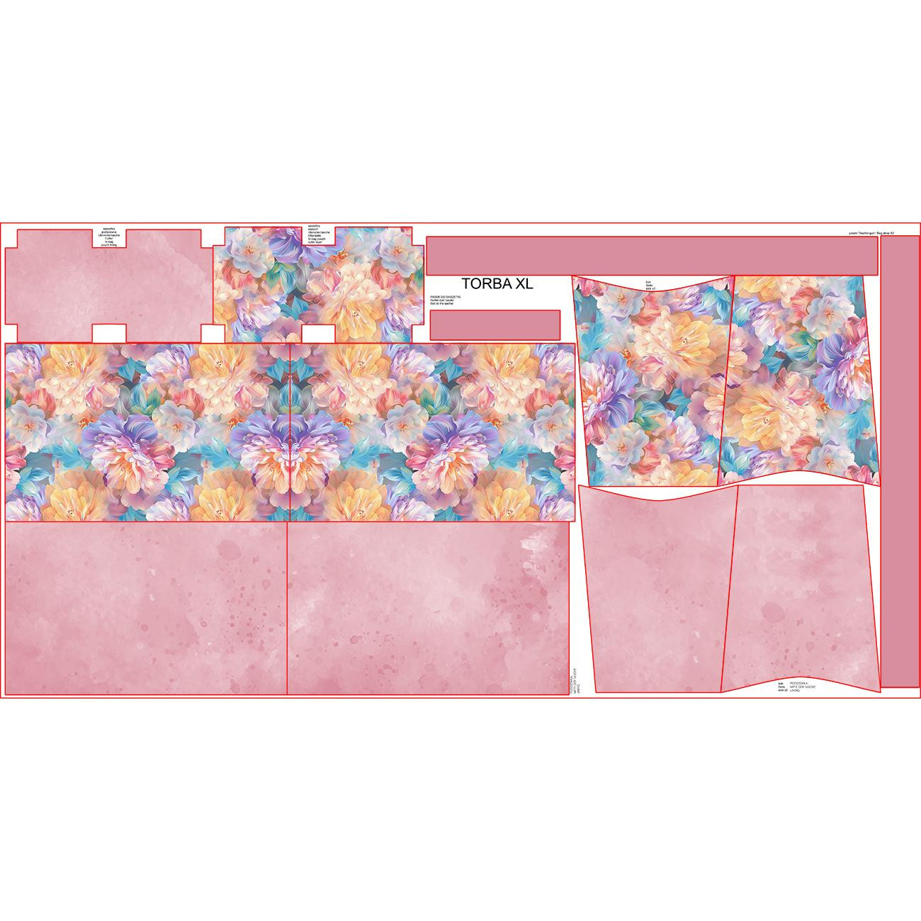 XL Tasche mit Utensilientasche 2 in 1 - PASTEL FLOWERS WZ.19 - Nähset