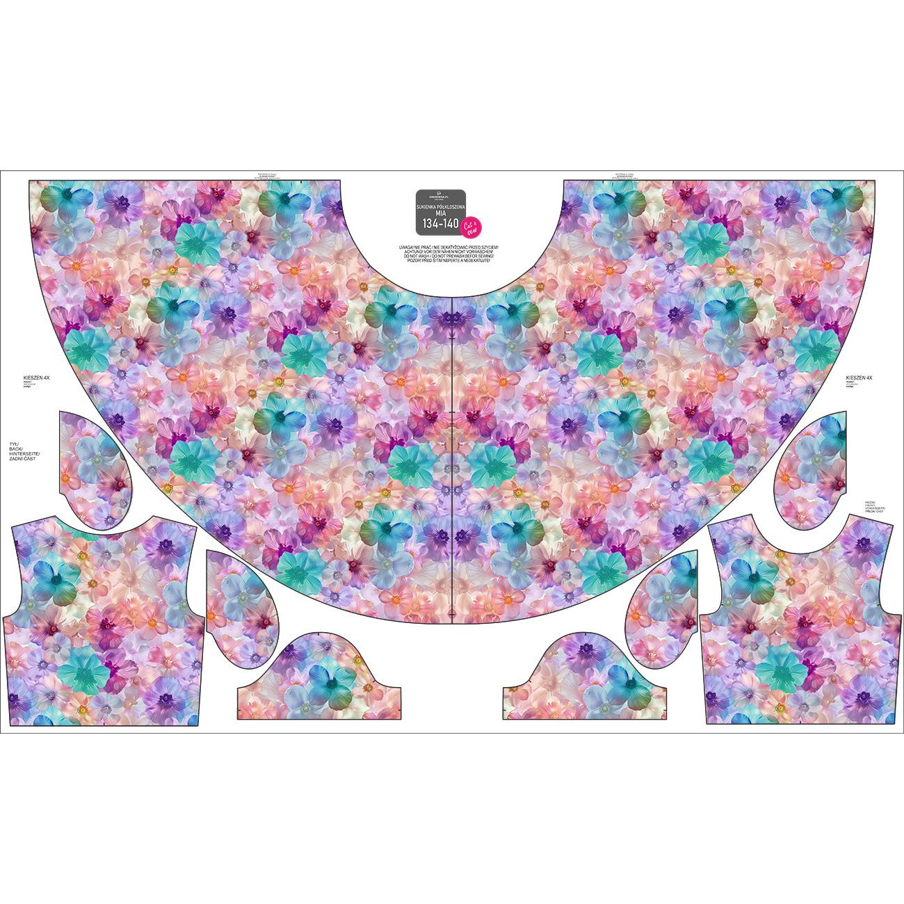 KINDER KLEID "MIA" - PASTEL FLOWERS WZ.9 - Nähset