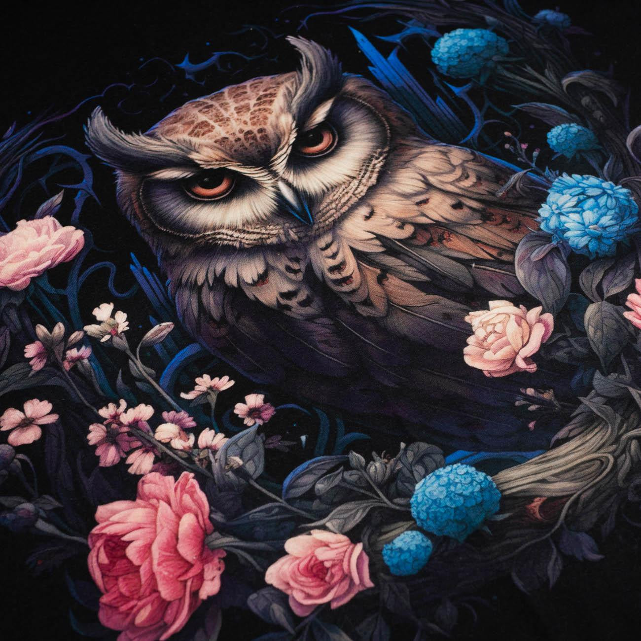 GOTHIC OWL - Paneel (60cm x 50cm) SINGLE JERSEY 