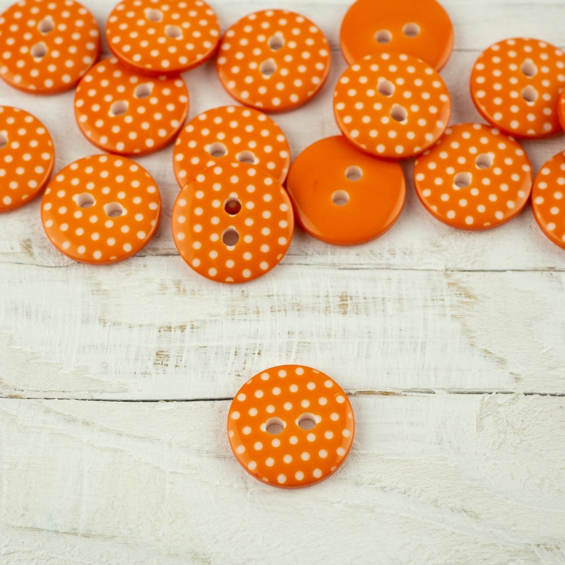 Kunststoffknopf mit Punkten mittelgroß - orange