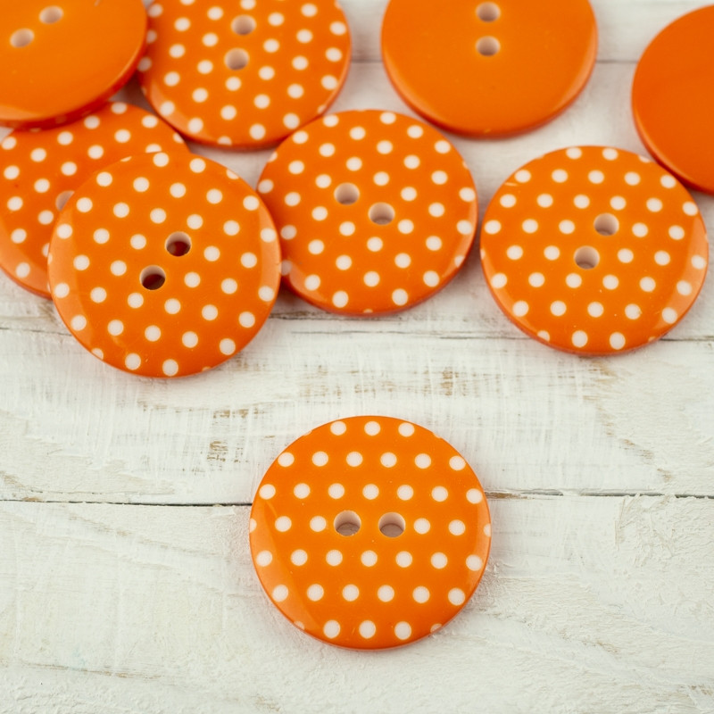 Kunststoffknopf mit Punkten groß - orange