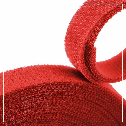 Klettverschluss Breite 20mm weiß, komplett - ROT