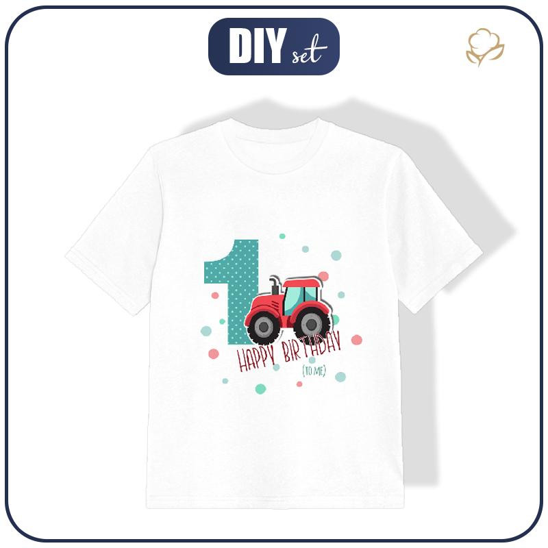 KINDER T-SHIRT-  1. GEBURTSTAG / TRAKTOR  - Single Jersey (92/98)