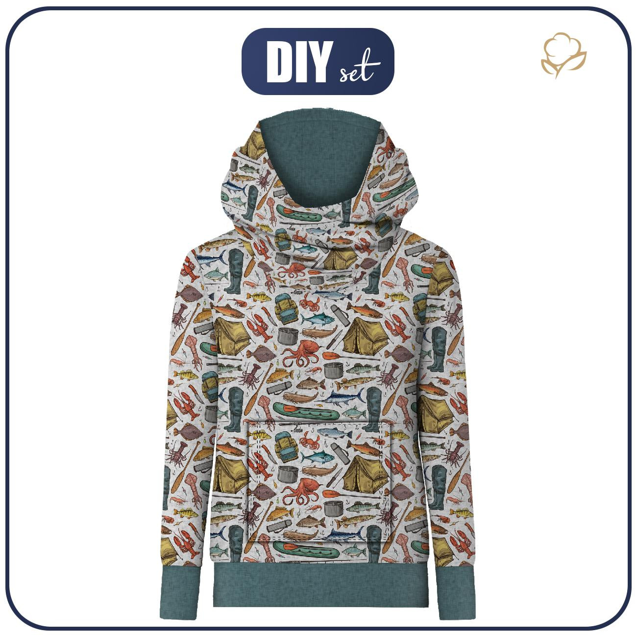 HYDROPHOBER HOODIE UNISEX - FISCHEREI (HOBBIES UND BERUFE ) - Nähset