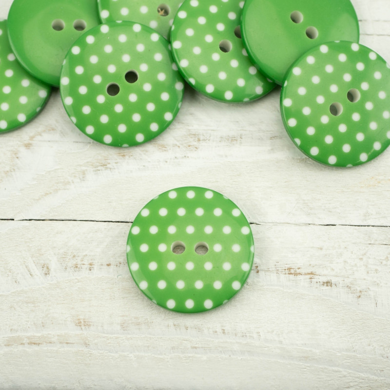 Kunststoffknopf mit Punkten groß - grün