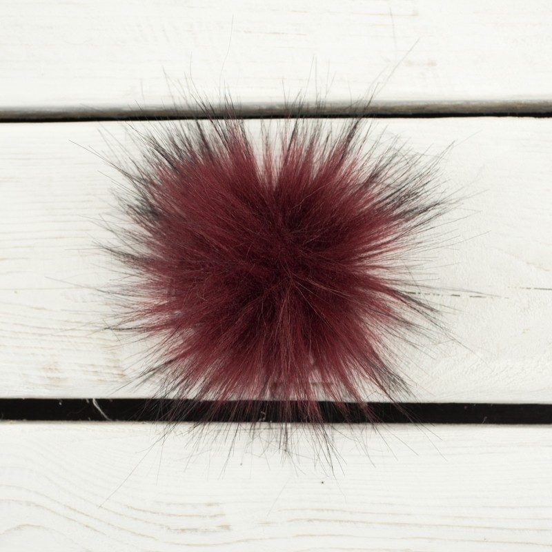 Kunstfell Pompon 6 cm - melange  dunkelrot