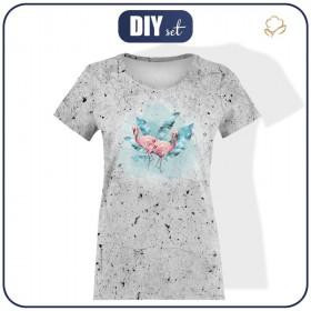 DAMEN T-SHIRT S - FLAMINGOS Ms. 2 / beton - Single Jersey