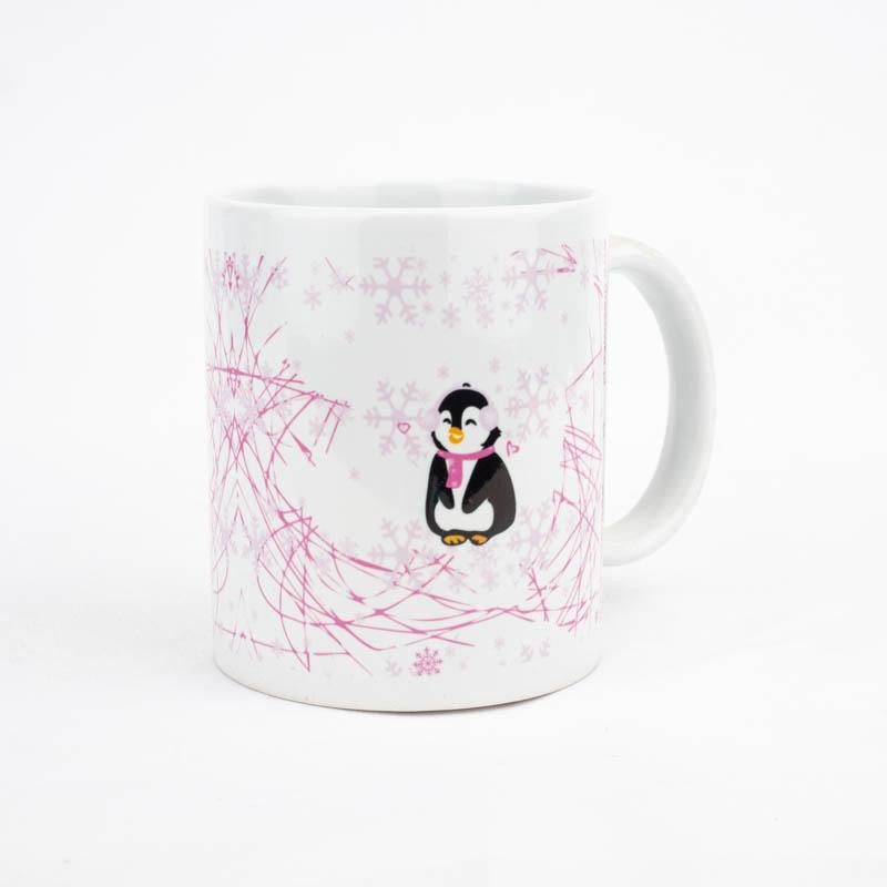 BECHER MIT AUFDRUCK -  PINGUIN 2.0 / fuchsie