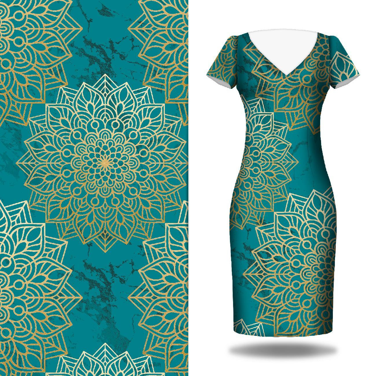 MANDALA m. 5 / smaragd - Kleid-Panel Satin