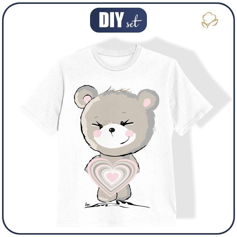 KINDER T-SHIRT -BÄR  / Herzen - Single Jersey (116/122)