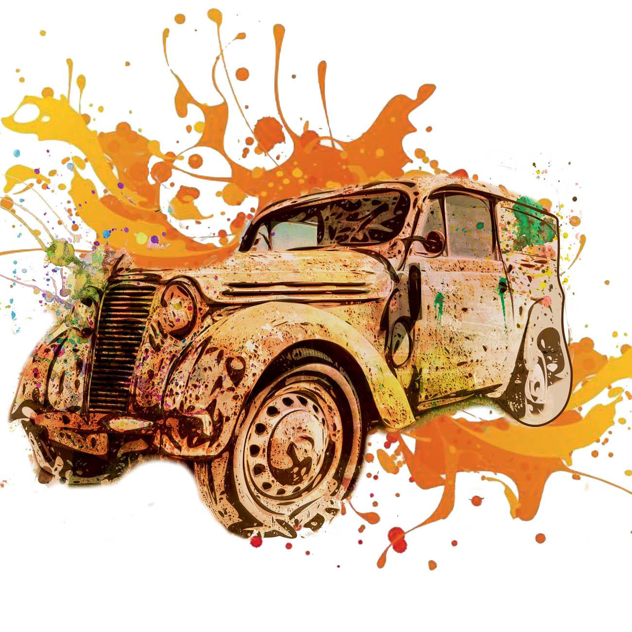VINTAGE CAR M. 2 - Paneel (75cm x 80cm)