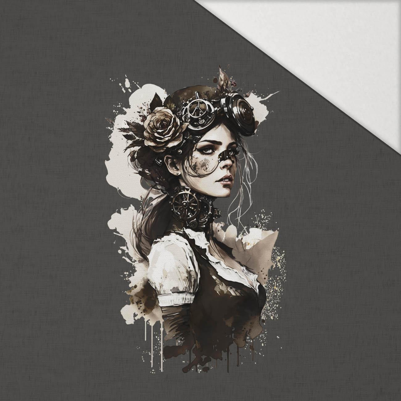 STEAMPUNK WOMEN - Paneel (60cm x 50cm) Hydrophober angerauter Wintersweat