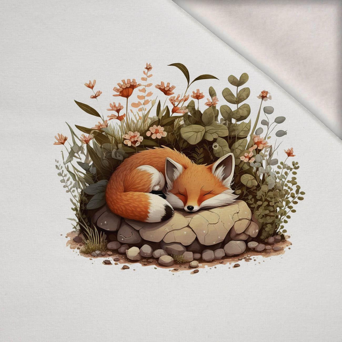 SLEEPING FOX - Paneel (75cm x 80cm) Wintersweat angeraut mit Elastan ITY