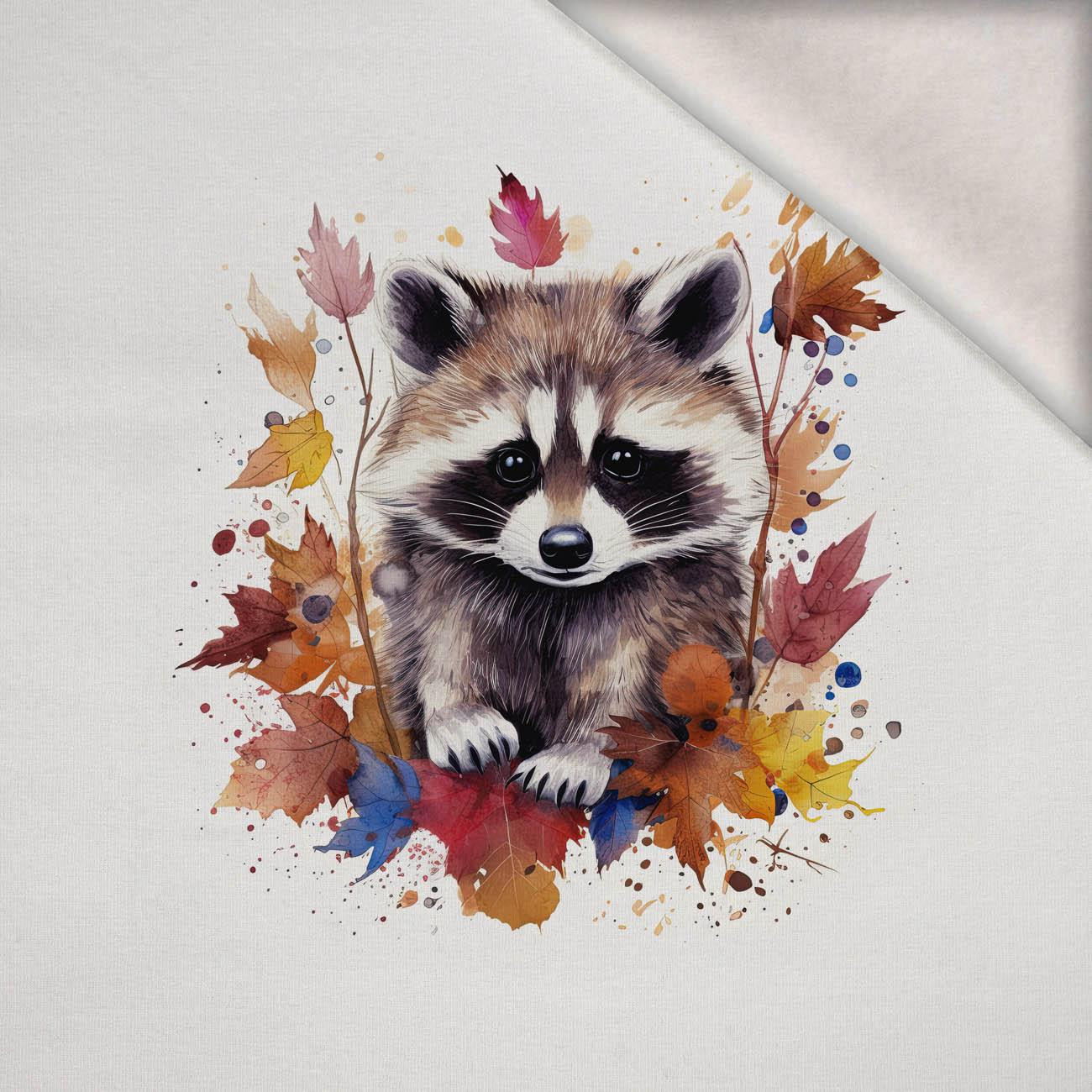 WATERCOLOR RACCOON ms. 2 - Paneel (75cm x 80cm) Wintersweat angeraut mit Elastan ITY