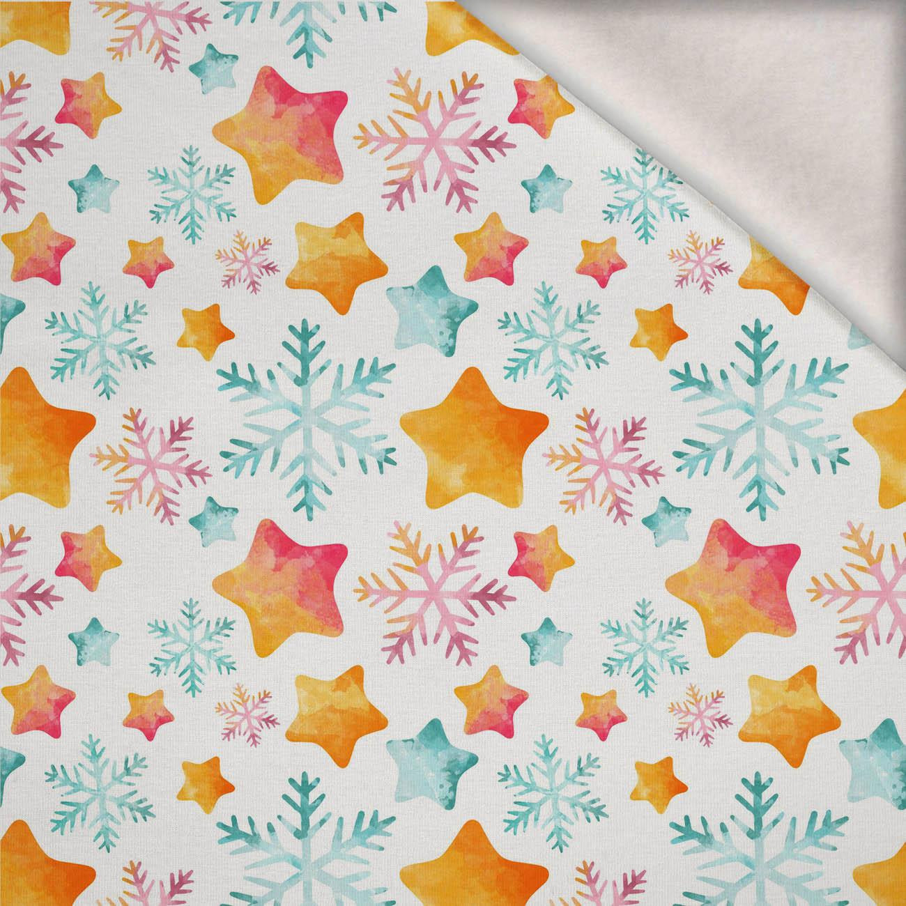 BUNTE STERNE UND SCHNEEFLOCKEN (WEIHNACHTSPINGUINE) - Wintersweat angeraut mit Elastan ITY BUNTE STERNE UND SCHNEEFLOCKEN (WEIHNACHTSPINGUINE) - Wintersweat angeraut mit Elastan ITY