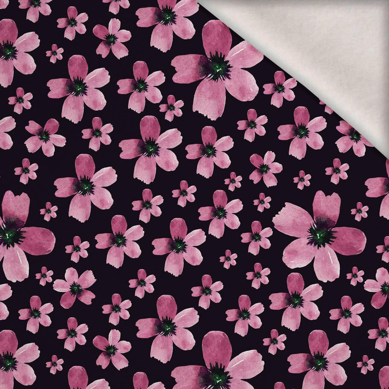 ROSA BLUMEN M. 5 / schwarz - Wintersweat angeraut mit Elastan ITY ROSA BLUMEN M. 5 / schwarz - Wintersweat angeraut mit Elastan ITY