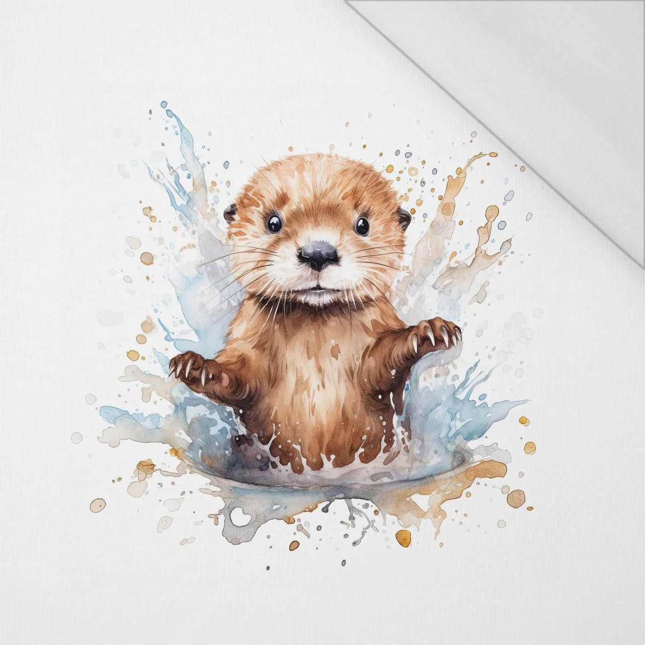 WATERCOLOR BABY OTTER - Panel (75cm x 80cm) SINGLE JERSEY PANEL