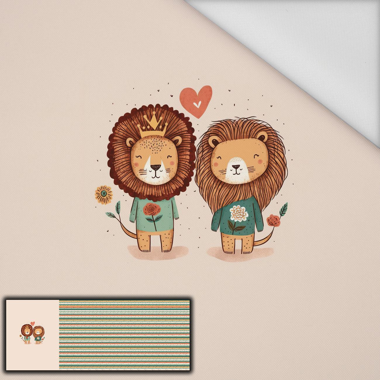 LIONS IN LOVE - panoramisches Paneel  Wasserabweisende Webware (60cm x 155cm)