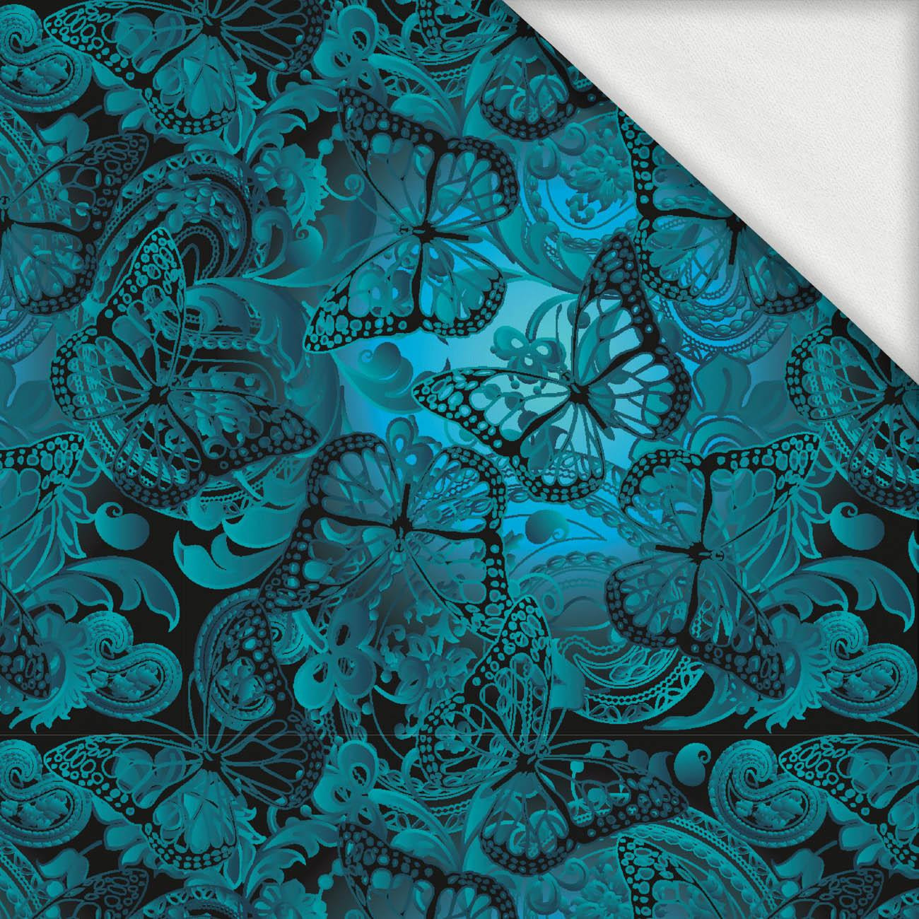 80cm SPITZEN SCHMETTERLINGE / blau- Single Jersey mit Elastan