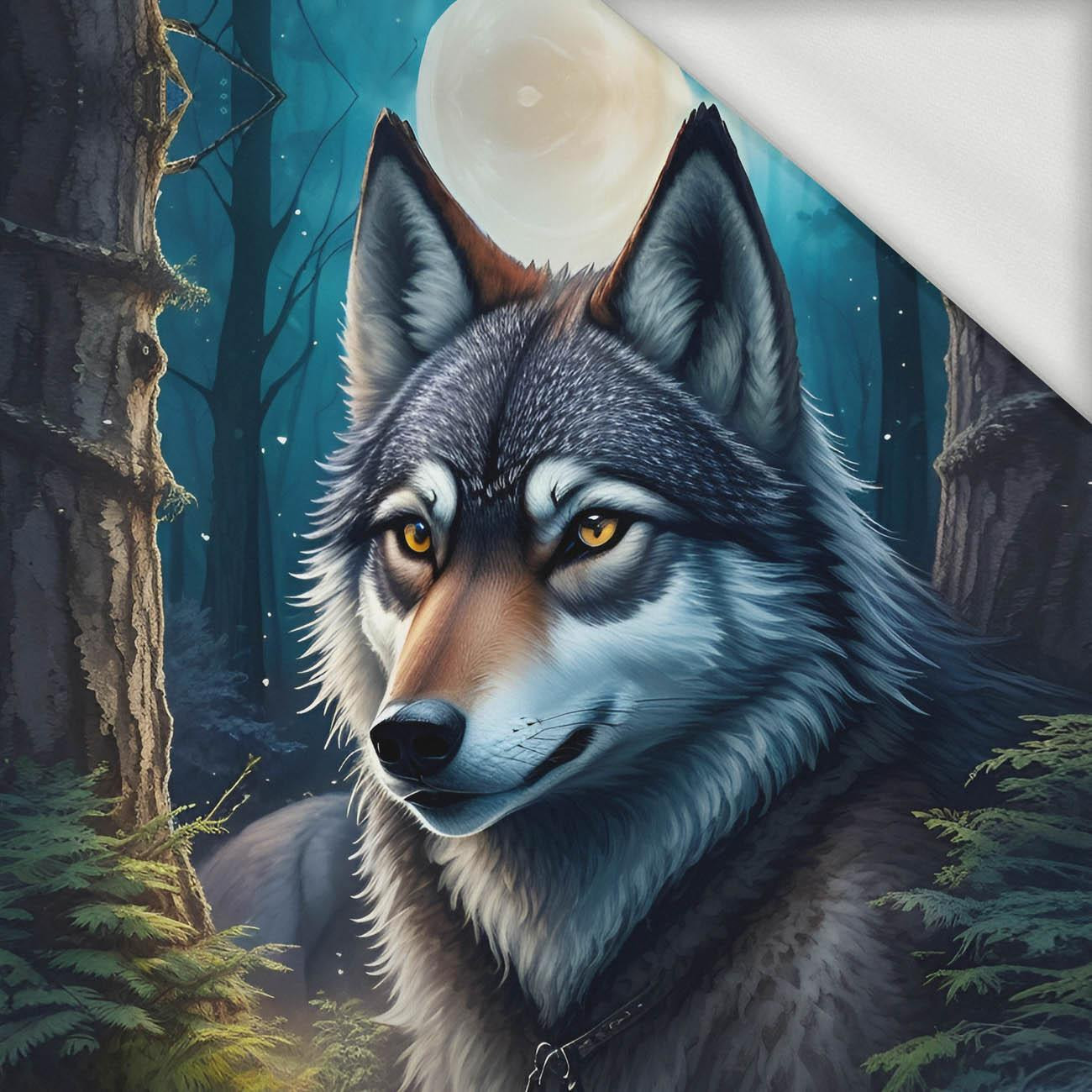 MOON WOLF - Panel (75cm x 80cm) Sommersweat