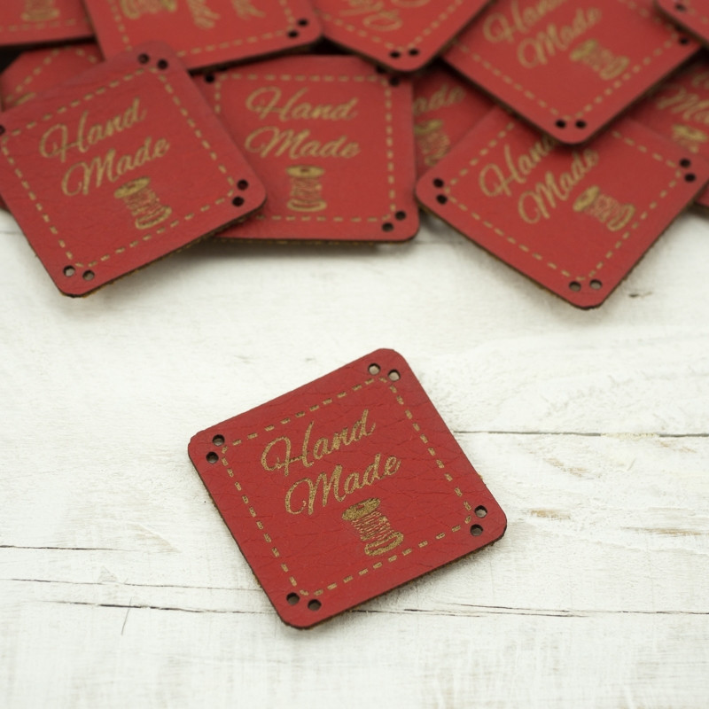 Hand Made Label - Spule 2,5x2,5 cm - rot