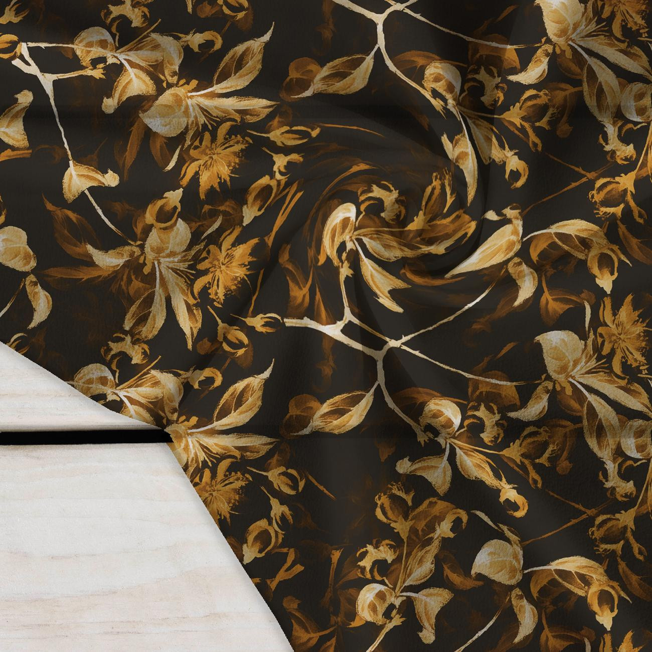 APFELBLÜTE Ms. 1 (gold) / schwarz - Krepp