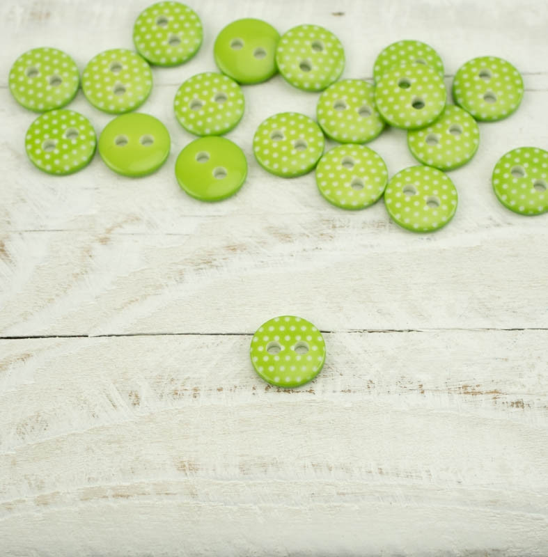 Kunststoffknopf mit Punkten klein - lime
