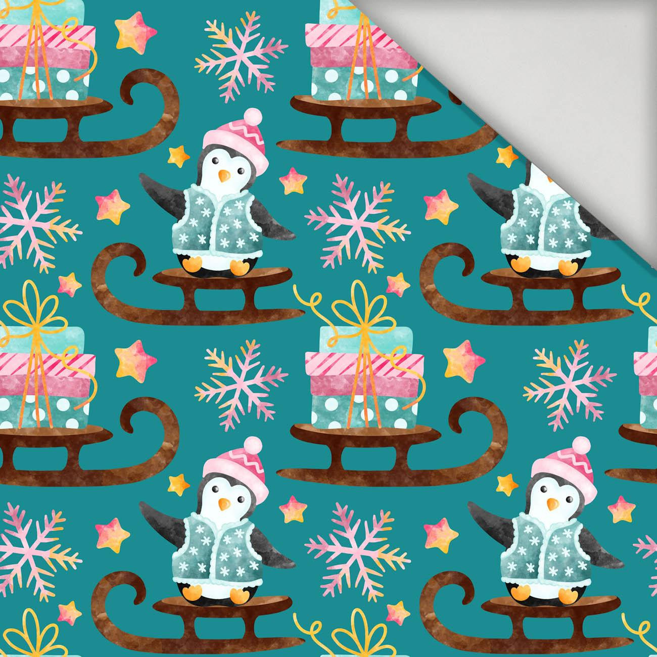 PINGUINE / SCHLITTEN (WEIHNACHTSPINGUINE) - Lycra 300g