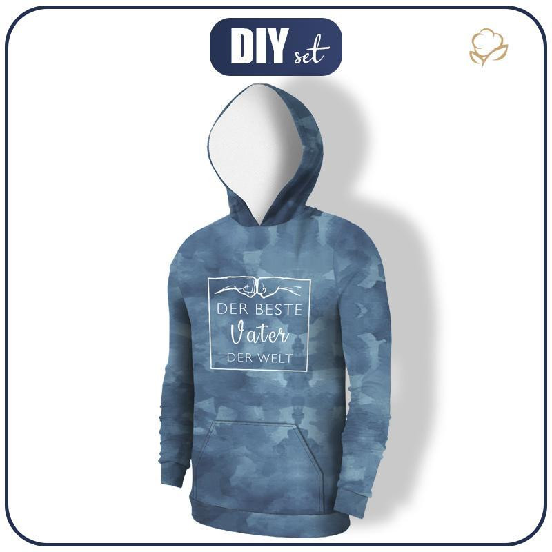 HERREN HOODIE (COLORADO) - DER BESTE VATER DER WELT / CAMOUFLAGE m. 2 (dunkelblau) - Nähset L
