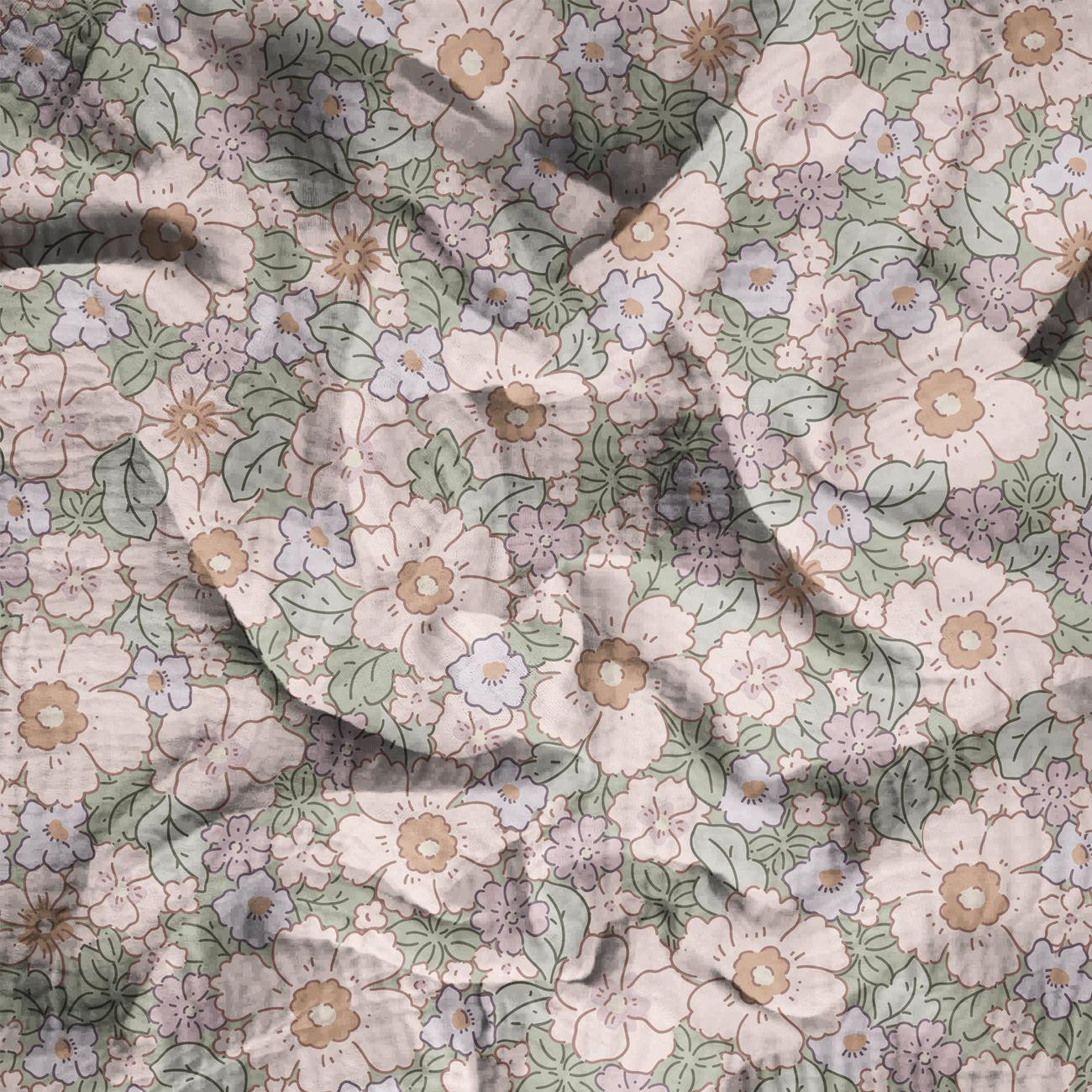 PASTELLBLUMEN  Ms. 2 - Baumwoll Musselin