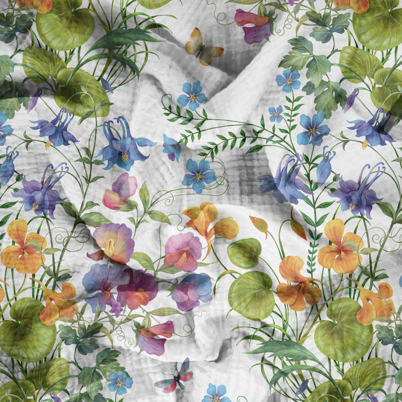 BUKOLISCHE BLUMEN - Baumwoll Musselin