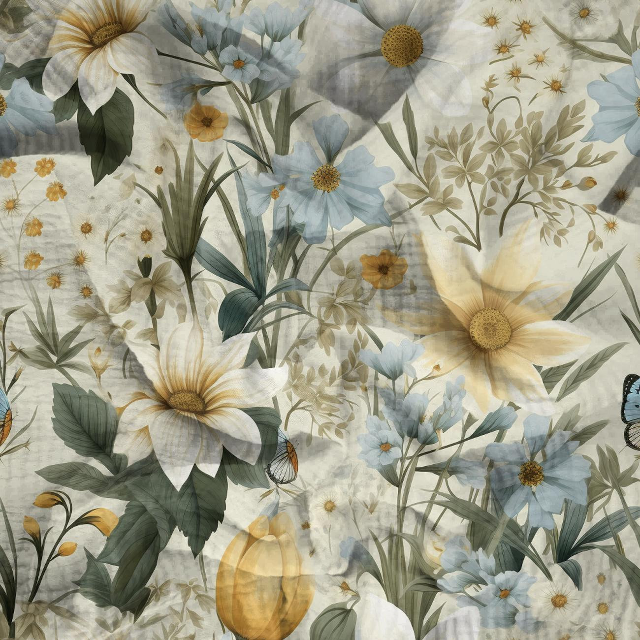 SPRING FLOWERS M. 3 - Baumwoll Musselin