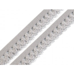 Gummi Spitzenband  15 mm - grau