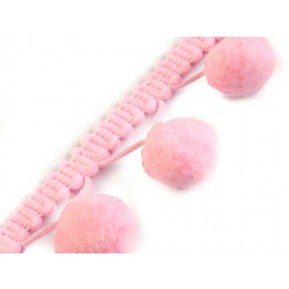 Band mit Pompons 13 mm - Gedämpftes rosa
