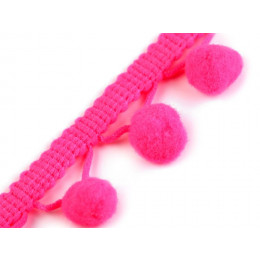 Band mit Pompons 13 mm - neon rosa