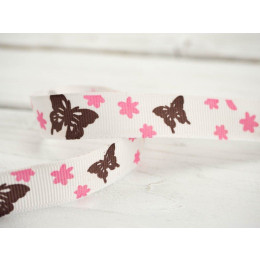 Ripsband bunte Schmetterlinge - 15mm