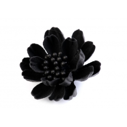 Baumwollblume 3D Applikation - schwarz