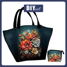 XL Tasche mit Utensilientasche 2 in 1 - Bouquet of flowers wz.5 - Nähset