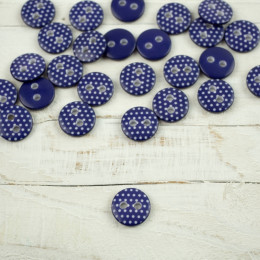 Kunststoffknopf mit Punkten klein - kornblume