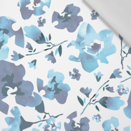 50cm AQUARELL BLUMEN Ms. 1 (classic blue) - Baumwoll Webware