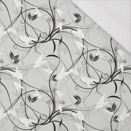 100cm BLÄTTER Motiv 1 (grau) - Single Jersey 120g
