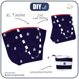 XL Tasche mit Utensilientasche 2 in 1 - KLEINE SCHIFFE - Nähset
