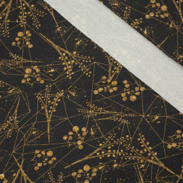 100cm BLÄTTER Ms 12 (gold) / schwarz - Single Jersey mit Elastan ITY