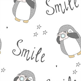 FOTO PINGUIN SMILE / weiß - Baumwoll Webware