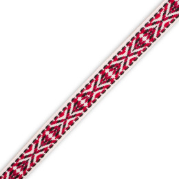 Jacquard Band 15mm Aztec Muster - rot-weiß 02