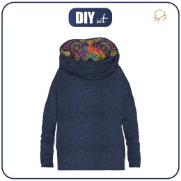 Sweatshirt mit Schalkragen und Fledermausärmel (FURIA) - MELANGE NAVY / MANDALA Ms. 2 - Nähset