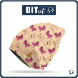 "Beanie" Mütze - SCHMETTERLINGE (BÄRCHEN UND SCHMETTERLINGE) 44-47