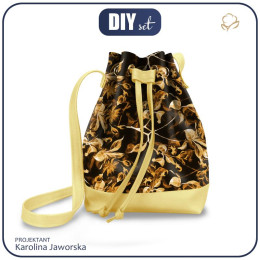 BEUTELTASCHE - APFELBLÜTE Ms. 1 (gold) / schwarz - gold