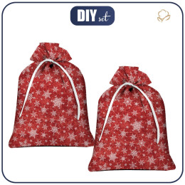 Geschenkbeutel - SCHNEEFLOCKEN MST. 2 / ACID WASH ROT - Nähset 